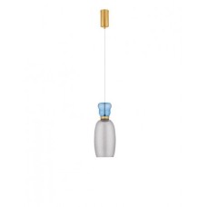 ВИСЕЧКА СВЕТИЛКА PLUMA 9W LED 3000K Песочно златен метал и плаво и сиво стакло NOVA LUCE